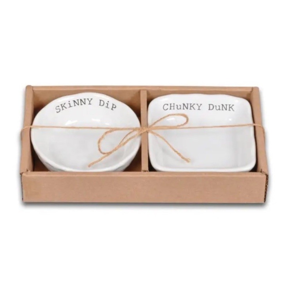 New Magnolia Land 2 Pc Set Dip Set Skinny‎ Dip Round Chunky Dunk Square Serving
